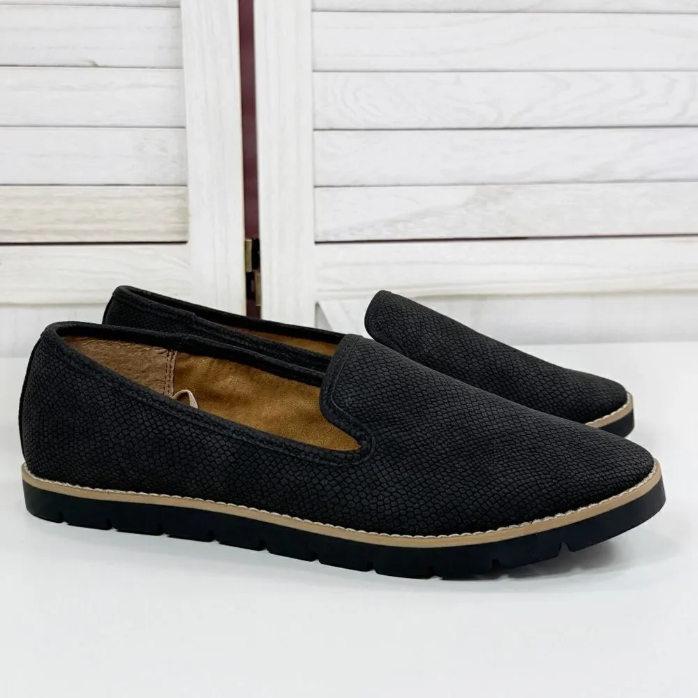 Cliffs Dallis Faux‎ Suede Loafer Shoe Snake Embossed Slip On Black 8.5